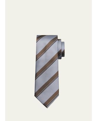Brioni Mens Stripe Jacquard Silk Tie