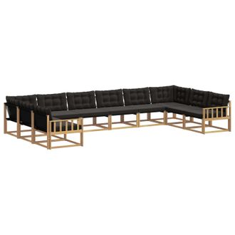 vidaXL Conjunto De Sof&aacute;s De Exterior Con Coj&iacute;n 10 Pcs Blanco Y Negro Vidaxl