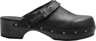 Scholl Pescura Robin Leren Muilen - Dames - Klompen - Zwart - 39 EU - Leer - Schoenen