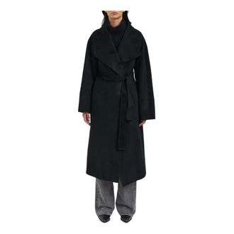 Soft Goat Belted Coat - Dames - Mantels - Zwart - Maat: S Wol
