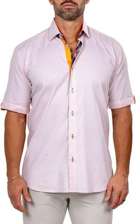 Maceoo Galileo Marthy Short Sleeve Cotton Button-Up Shirt in White at Nordstrom, Size 3