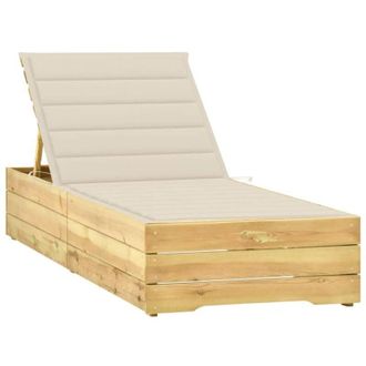 vidaXL Lettino da Giardino con Cuscino Crema Legno Pino Impregnato Vidaxl