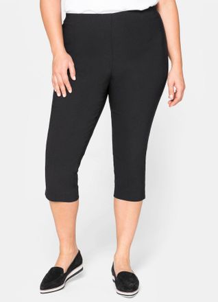 Sheego 3/4-Hose SHEEGO, Damen, Gr. 40, Normalgr&ouml;ssen, schwarz, 70% Viskose, 25% Polyamid, 5% Elasthan, unifarben, Hosen 3/4-Hose