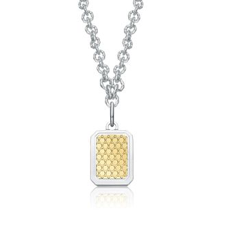 Rachel Glauber Two-Tone Dog Tag Textured Pendant Necklace
