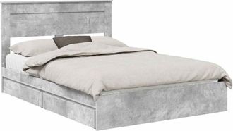vidaXL Storage Bed Concrete Grey 160 x 200 cm Engineered Wood vidaXL
