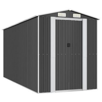 Berkfield Home Garden Shed Anthracite 192x440x223 cm Galvanised Steel in Charcoal | Size: 192 x 440 x 223 cm