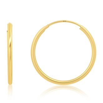 MAX + STONE 10k Yellow Gold 1.5mm Tube Flex Continuous Hoop Earrings 10MM-33MM