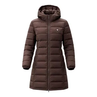Guess Down Jackets, female, Brown, Size: XL New Aleta Long Puffer