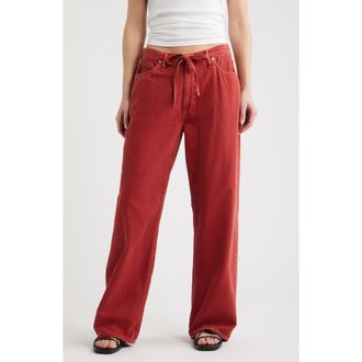 Rag & Bone Featherweight Phoebe Drawstring Wide Leg Jeans in Sienna Stne at Nordstrom, Size X-Large