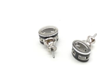 Herm&egrave;s Mini Pop H Earrings In Black Womens Enamel (Pre-Owned)