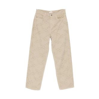Liu Jo Straight Jeans, female, Beige, Size: W31 Trousers with embroidery