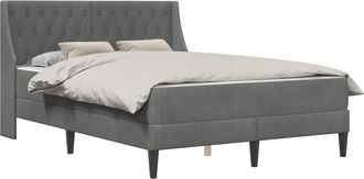vidaXL Estructura De Cama Con Colch&oacute;n Gris Oscuro 140 X 190 Cm Vidaxl
