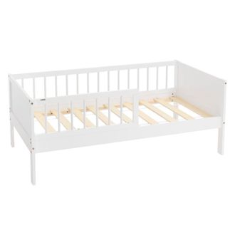 ML Design Cama infantil 70x140 cm color blanco con antica&iacute;da y somier