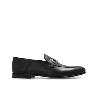 Ferragamo Black Calfskin Slip-On Mens Loafers