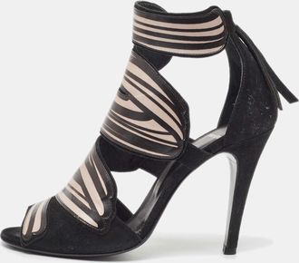 Pierre Hardy Black/pink Leather And Suede Cut Out Sandals