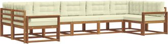 vidaXL Conjunto De Sof&aacute;s De Exterior 7 Uds. Natural Y Crema Vidaxl