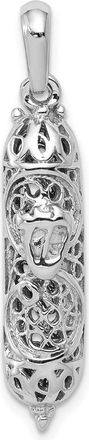 Diamond2Deal 14K White Gold 3D Mezuzah Pendant