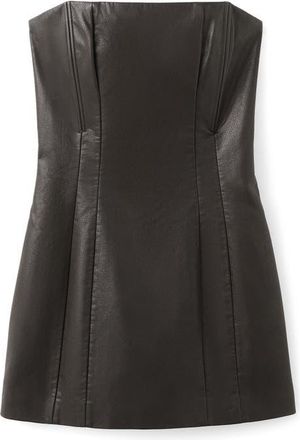 Mango Strapless Faux Leather Minidress in Chocolate at Nordstrom, Size 6