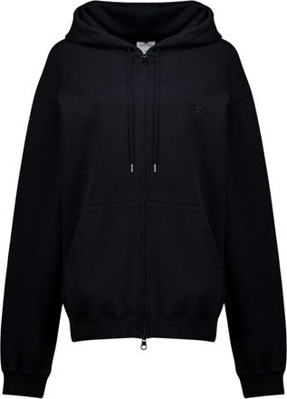 Courr&egrave;ges Hoodies & sweatvesten, Dames, Zwart, S, Katoen, Stonewash Zipped Hoodie