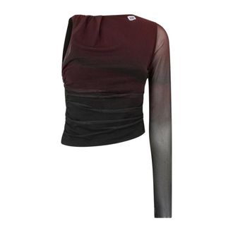 GCDS Gcds, Tops, Dames, Veelkleurig, M, Polyester, Creatures One-Shoulder Tulle Top