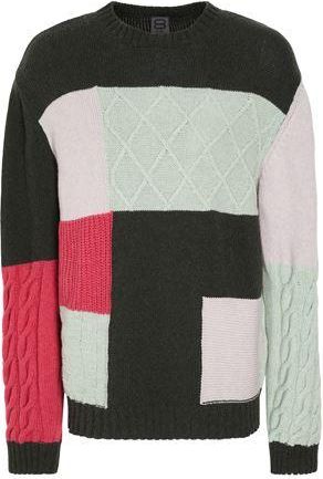 8 by YOOX JACQUARD KNIT PATCHWORK CREWNECK