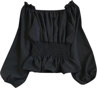 Generic Medieval Womens Off Shoulder Shirt - Gothic Long Sleeve Steampunk Chic Court Vintage Tunic Solid Colour Renaissance Victorian Halloween Carnival Cospl