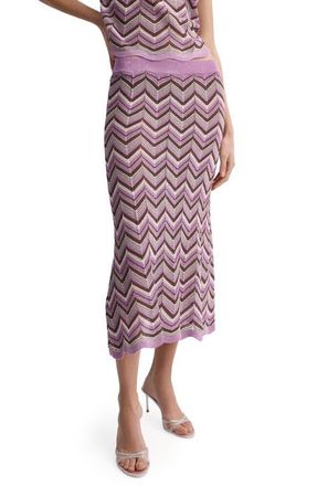 Mango Flare Open Stitch Midi Skirt in Purple at Nordstrom, Size X-Small
