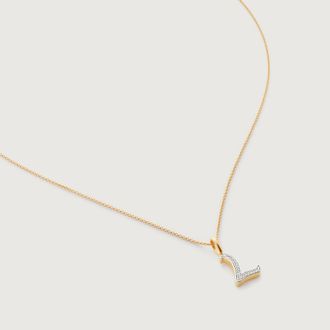 Monica Vinader Gold Alphabet L Diamond Fine Chain Necklace Adjustable 46cm/18 Diamond