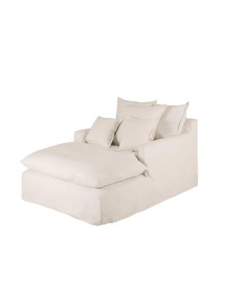 Deco Wood Sill&oacute;n de algod&oacute;n y lino color blanco 115x170cm