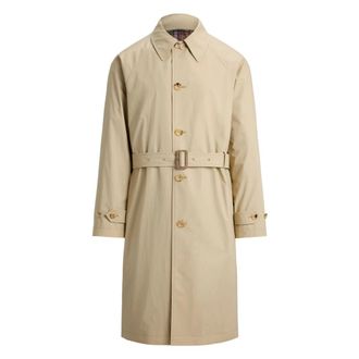 Ralph Lauren Stretch Poplin Balmacaan Jas - Heren - Jas met riem - Beige - 2XS - Katoen - Jassen