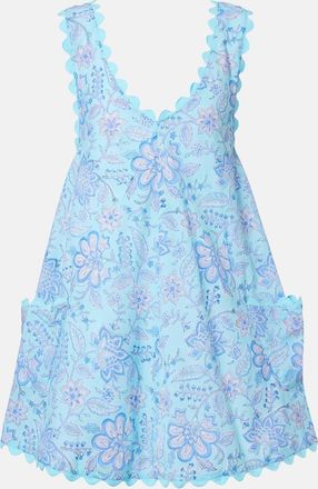 Juliet Dunn Floral scalloped cotton minidress