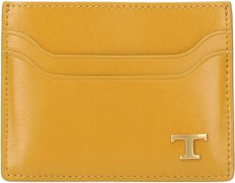 Tod's Gele Leren Kaarthouder Portemonnee - Heren - Portefeuilles - Geel - ONE Size - Leer - Accessoires