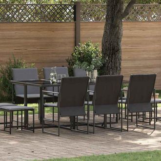 vidaXL Conjunto De Comedor De Jard&iacute;n 11 Pcs Negro Acero Vidaxl