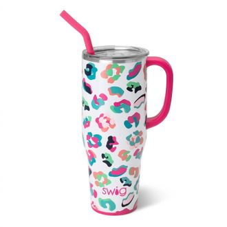 Swig Multi Rainbow Leopard Mega Tumbler In Pink