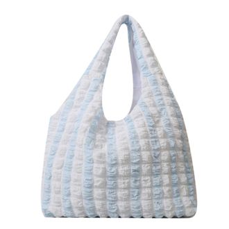 Generic Womens Plush Bags Handbag Pleated Cloud Bag Female Candy Color Large Capacity Shoulder Handbags Shopping Girls Pouch Tote Bolsas(Blue)