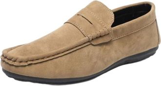 Generic Mens Korean Style Slip On Loafers Versatile Casual Driving Moccasins Comfortable Easy Wear Shoes for Men(Brown,10.5)