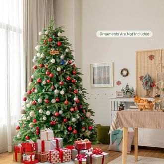 Costway Costway 7ft Hinged Life-Like Christmas Tree W/ 450 LED Lights in Green