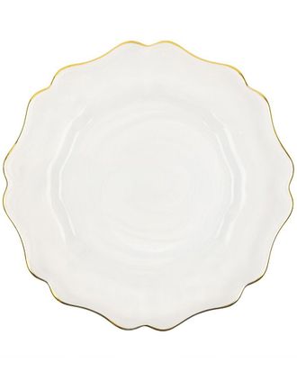 American Atelier Empire Alabaster Glass Charger Plate With Rim Detail
