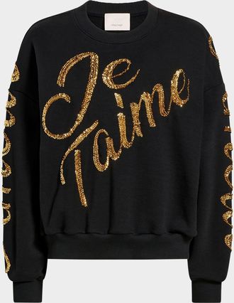 Cinq à Sept Crushed Sequin Loveletter Brandy Sweater