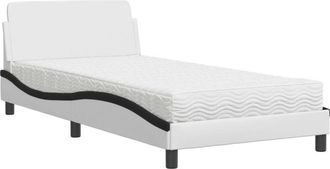 vidaXL Cama Con Colch&oacute;n Cuero Sint&eacute;tico Blanco Y Negro 100x200 Cm Vidaxl