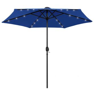 vidaXL Sombrilla De Jard&iacute;n Luces Led Palo De Aluminio Azul 270 Cm Vidaxl