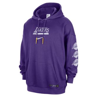 Nike Mens Los Angeles Lakers Courtside Jordan NBA Club Premium Pullover Hoodie in Purple | IB2302-504
