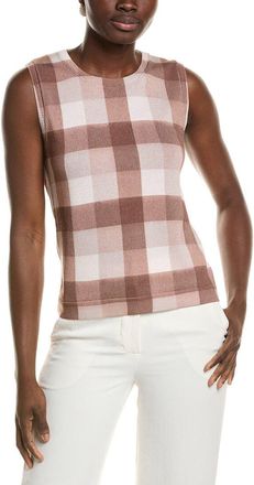 Oscar De La Renta Oscar De La Renta Printed Plaid Twinset Top