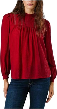 Pepe Jeans London Boho-ge&iuml;nspireerde Bordeaux Blouse - Dames - Blouses - Rood - M - Overhemden