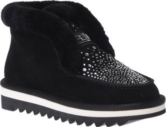 Baldinini Ankle boots in black suede and sheepskin with rhinestones - Dames - Winterlaarzen - Zwart - 40 EU - Schoenen