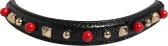 Dolce & Gabbana Black Embellished Leather Bag Handle Women Shoulder Strap Calf Accessory
