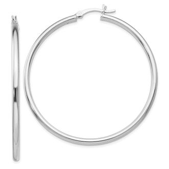 Diamond2Deal Sterling Silver Polished Round Hinged Hoop Earrings