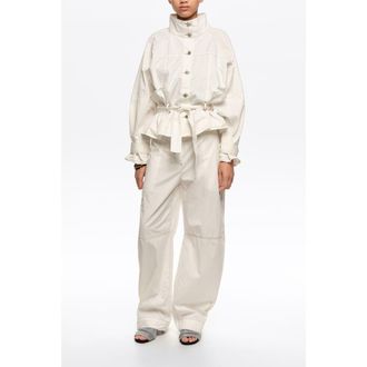 Bimba & Lola Adjustable Curved-Leg Trousers in Off White at Nordstrom, Size 38 Eu