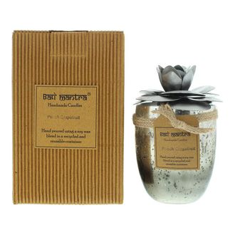 Bali Mantra Camellia Glass Silver Peach Grapefruit Candle 500g | TJ Hughes