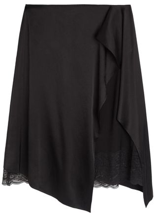 Acne Studios Layered Asymmetric Satin Midi Skirt - Black - 40 (UK12 / M)